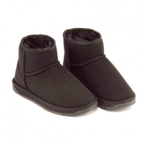 melange(メランジェ) レディース インヒールショートボアブーツ【ブラック】