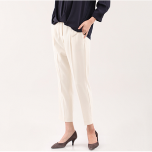 【再PRICE DOWN】バックサテンストレッチ太ベルト付きテーパードパンツ