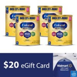 Free $20 Walmart eGift Card with Purchase of 4 Enfamil NeuroPro Baby Formula Value Cans @ Walmart
