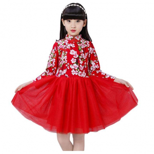Suimiki Traditional Cheongsam Outfit Chinese Floral Qipao for Girls