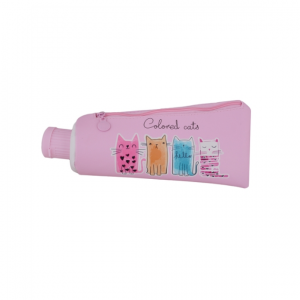 Пенал на молнии Тюбик с точилкой Colored Cats (экокожа)