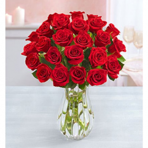 1-800-Flowers: Fresh Flowers - Two Dozen Red Roses with Clear Vase