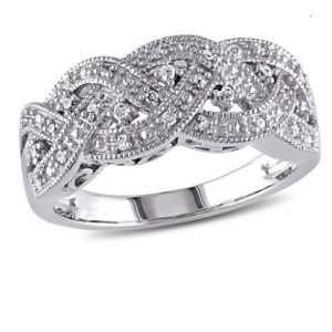 Miabella 1/8 Carat T.W. Diamond Sterling Silver Braid Ring
