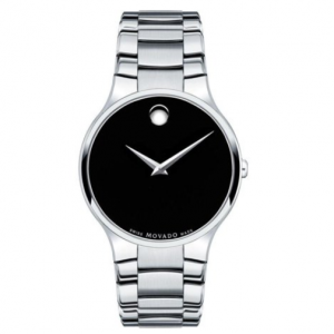 Movado Serio Black Dial Stainless Steel Men's Watch 0606382