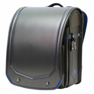 エンブレムブラック　ランドセル　メタリックグレー＆ブルー　ウイング背カン