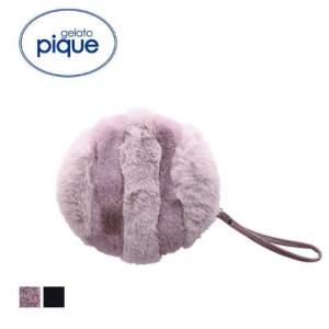 gelato pique ストライプファー丸ポーチ ジェラピケ
