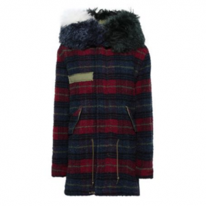 MR & MRS ITALY Shearling-trimmed checked wool hooded coat