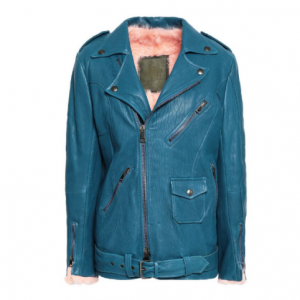 MR & MRS ITALY Shearling-lined textured-leather biker jacket