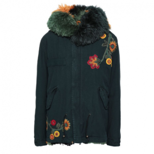 MR & MRS ITALY Shearling-trimmed embroidered cotton-canvas hooded coat