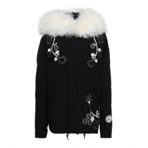 MR & MRS ITALY Shearling-trimmed embroidered cotton-canvas hooded coat