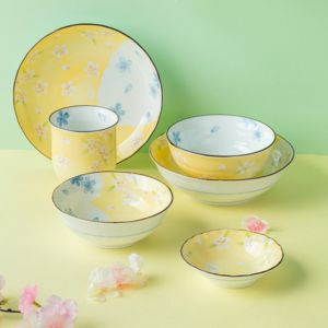 【中国直邮】网易严选 日本制造 美浓烧京樱餐具6件套