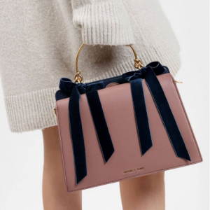 VELVET BOW DETAIL HANDBAG