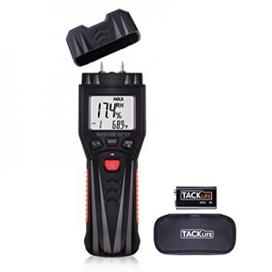 Moisture Meter, Digital Damp Meter Detector with 7 Modes, LCD Backlight, Data Hold Function for Wood