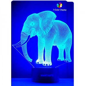WANTASTE 3D Elephant Lamp, Optical Illusion Night Light, Gift & 7 Color Changing Toy for Girl & Boy