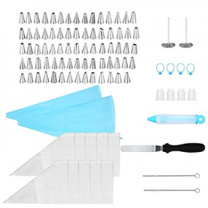 Esonmus 100pcs/set Cake Decorating Supplies Kit Icing Tips Silicone Pastry Bag Plastic Coupler Flowe