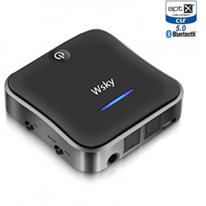 Wsky Bluetooth 5.0 Transmitter Receiver, AptX Low Latenry HD 2-in-1 Optical & 3.5mm Wireless Adapter
