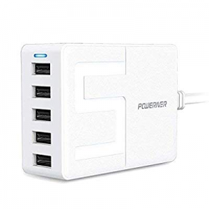 Travel Wall Charger,POWERIVER USB Wall Charger Desktop Charging Station 40W 8A 5-Port High-Speed Cha