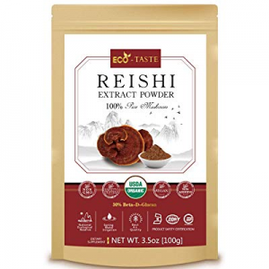 Reishi Mushroom Extract Powder 20:1,USDA Organic, 30% Beta-D-Glucan Supplement, 3.5oz