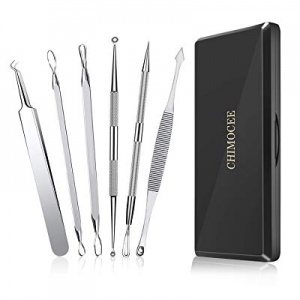 CHIMOCEE Blackhead Remover Tool, 6 in 1 Premium Stainless Steel Comedone Extractor for Allergic Nose