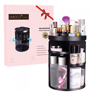 EMOCCI Makeup Organizers 360 Rotating Adjustable Travel Cosmetic Storage Box Case Large Capacity Mak