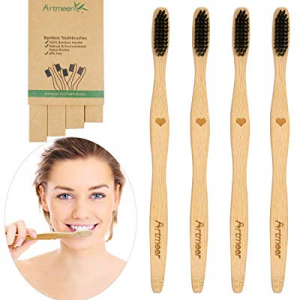 Bamboo Toothbrush Soft Charcoal Infused Bristles BPA Free Organic and Biodegradable Toothbrushes Pac