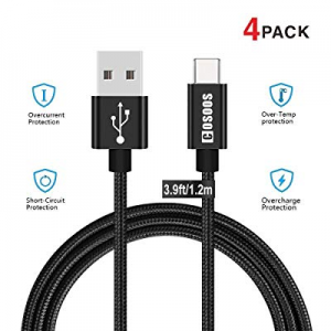 4 Long USB Type C Cables (3.9ft/1.2m) COSOOS Nylon Braided Fast Charging Syncing Cable,Charger Cord