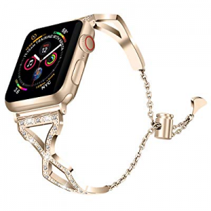 OULUCCI Bling Bands Compatible Apple Watch Iwatch Band Series 4 40mm, Series 3/2/1 38mm, Women Stain