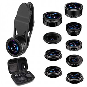 AiKEGlobal - Phone Lens with 9 in 1 Wide Angle Lens, Macro Lens, Fisheye Lens, 2X Telephoto Lens, CP