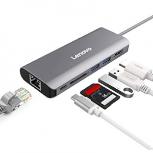 Lenovo USB-C Hub, Aluminum Type C Adapter with HDMI Port, Gigabit Ethernet Port, USBC Power Delivery