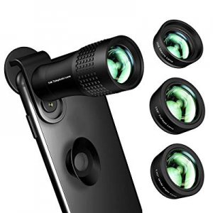 Phone Camera Lens,Kaiess 4 in 1 Cell Phone Lens Kit - 14X Zoom Telephoto Lens + 120° Super Wide Angl