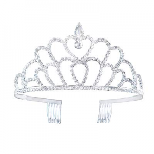 SSNUOY Birthday Tiaras with Combs for Girls Heart Shape Princess Crown Party Hats