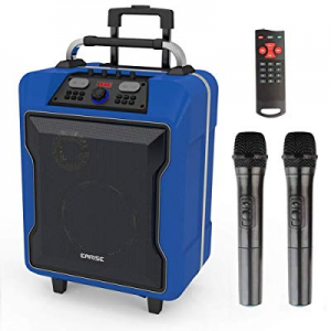 EARISE M60 Portable PA System Work with Bluetooth, DJ Karaoke Amplified Loudspeaker with 2 Wireless