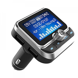 (Upgraded Version) Bluetooth FM Transmitter, ToHayie Wireless Radio Adapter Stereo Music Player 1.8”