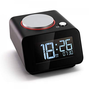 Homtime Bedside Alarm Clocks with Dual USB Charging Port for Bedroom Small Alarm Clock Snooze Dimmab