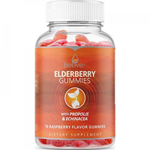 BeLive Elderberry Gummies with Vitamin C, Propolis, Echinacea - Max Strength 200MG for Kids and Adul