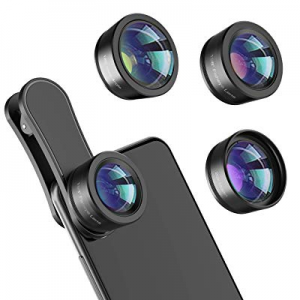 Phone Camera Lens,Upgraded 3 in 1 Phone Lens kit-198° Fisheye Lens + 20X Macro Lens + 120° Wide Angl