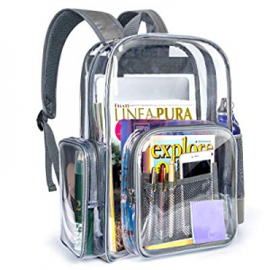 Clear Backpack, Veckle Heavy Duty Clear Backpack for School Reinforced Students Book Bag Transparent