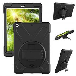 New iPad 2018 9.7 inch Case,[Only Fit A1822 A1823] 360 Degree Rotatable Handle Stand Hardstrap Layer