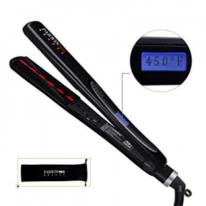 PARWIN BEAUTY 1 1/4 Inch Infrared Flat Iron Dual Voltage Hair Straightener with Wide Ceramic Plates