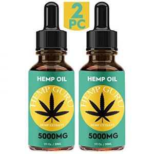 Hemp Oil for Pain Relief - 2 Pack - 5000 MG - Omega 3, 6, 9 - All Natural Pain, Anxiety & Stress Rel