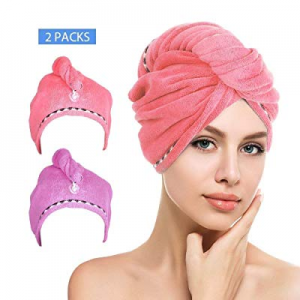 Htovila Hair Turban Microfiber Hair Towel Hair Drying Wrap Towel Fast Hair Drying Turban Towel Stron