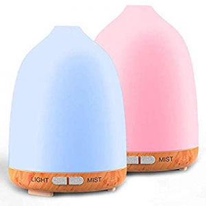 120ml Wood Grain Aroma diffuser, Cool Mist Ultrasonic Aromatherapy Diffuser, 7 LED Colors Adjustable