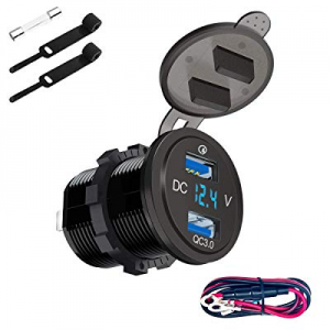 Quick Charger, Wonsidary QC3.0 Dual USB Charger Socket, Waterproof IP67 Fast Charger Power Outlet wi