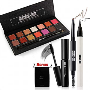 MAANGE Eye Enhancing Kit, 14 Colors Eyeshadow Palette with Matte and Shimmer, Eyeliner Pen, Eyebrow 