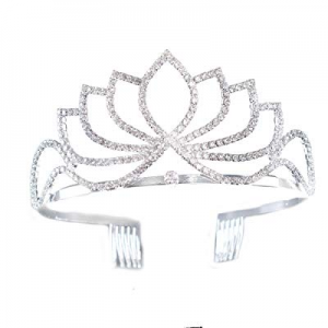 SSNUOY Bridal Tiaras with Comb for Women Silver Crystal Princess Crown Wedding Pageant Headband