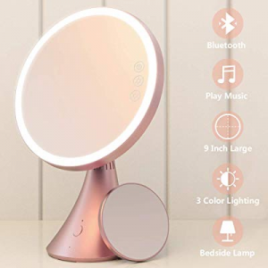 Babyltrl Lighted Makeup Mirror, Rechargeable 9 Inch Led Vanity Mirror with 5X Magnification, Adjusta