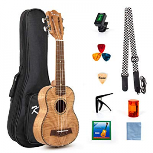 Ukulele 21 Inch Soprano Ukelele For Beginner Kit Classical Type Tiger Flame Okoume Body From Kmise