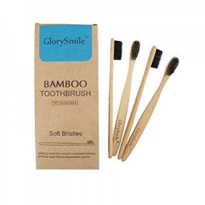GlorySmile Bamboo Toothbrush 4 Pack Eco-Friendly 100% Soft BPA Free Bristles Biodegradable Handle Or