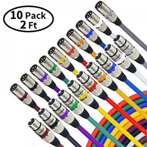 2ft XLR Mic/Microphone Patch Cable - EBXYA XLR Male to XLR Female Balanced Color Audio Cords - 2 Fee