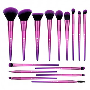 DUcare 15 Pcs Makeup Brushes Set Premium Synthetic Hair Purple Foundation Blending Blush Face Eyelin